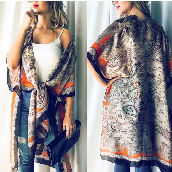 New Paisley Print Kimono Cardigan - Picture 5 of 6